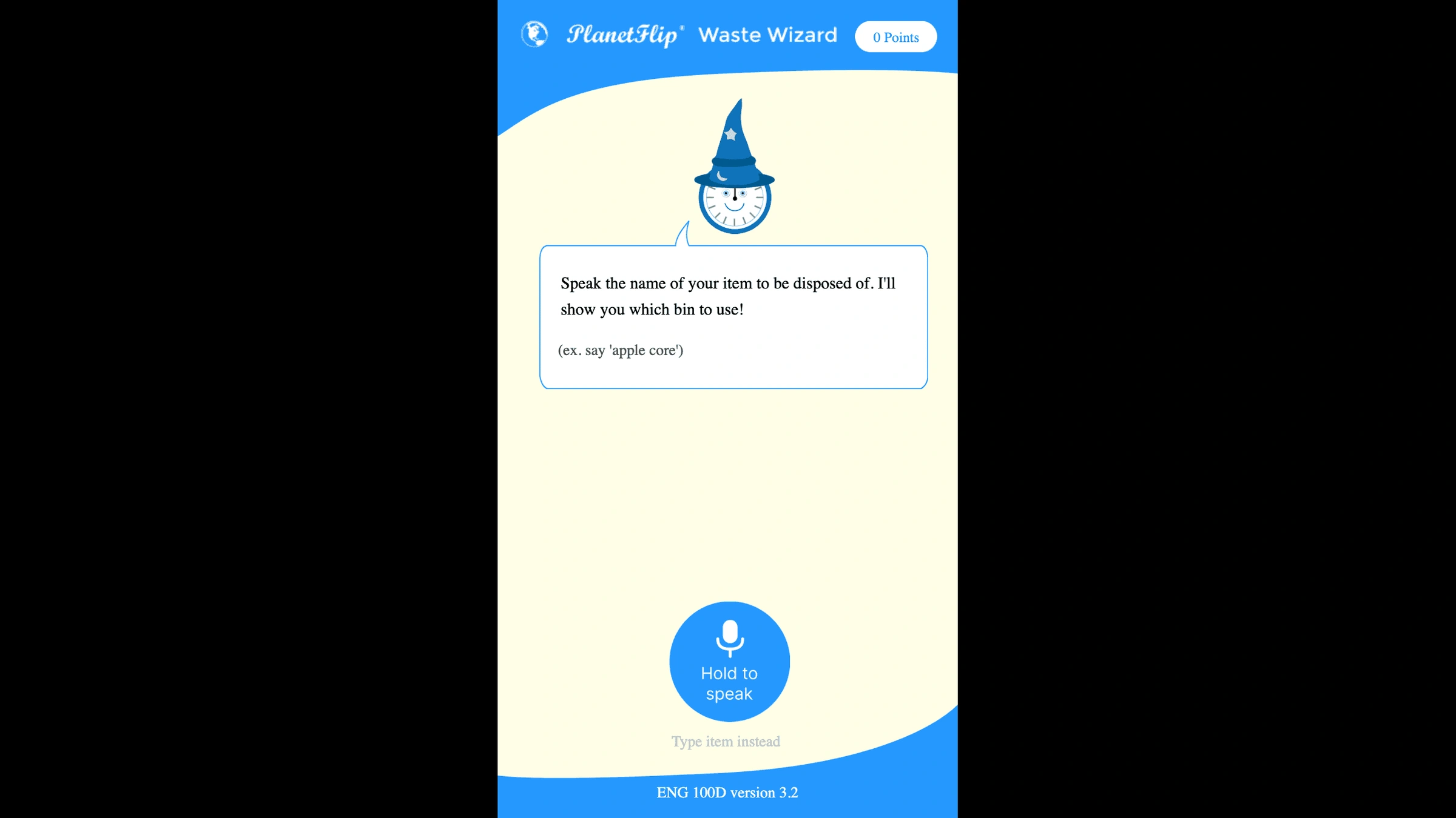 San Diego's Waste Wizard: a single text prompt asking you to name an item to see which bin to use.